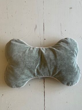 Frontgate Sage Green Velour Bone Shape Dog Pillow 18” x 12”